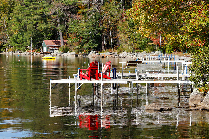 Private Docks, Long Pond, Belgrade Lakes, Maine