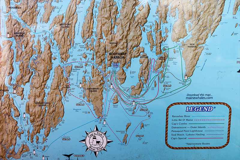 Boothbay Harbor Charter Boat Map