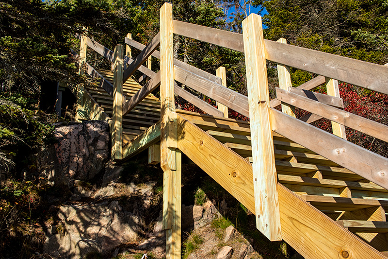 Steep Maine Coast Staircase to Lighthouse