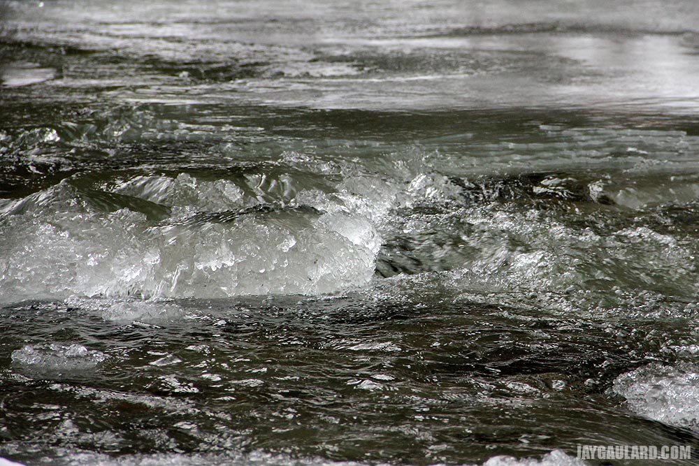 Water Rushing Down Frozen River