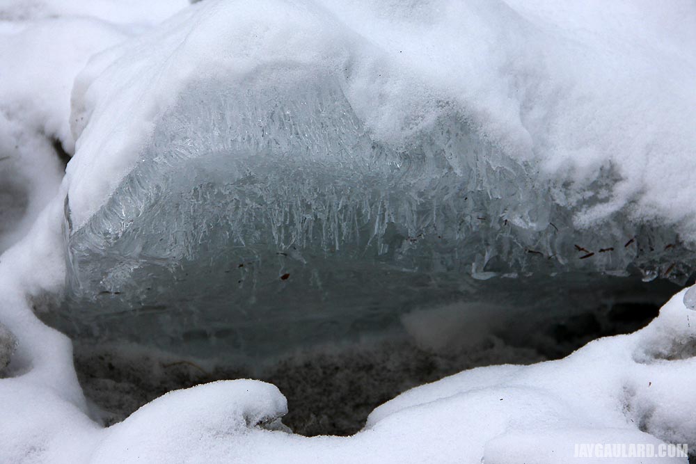 Veins Through Chunk of Ice