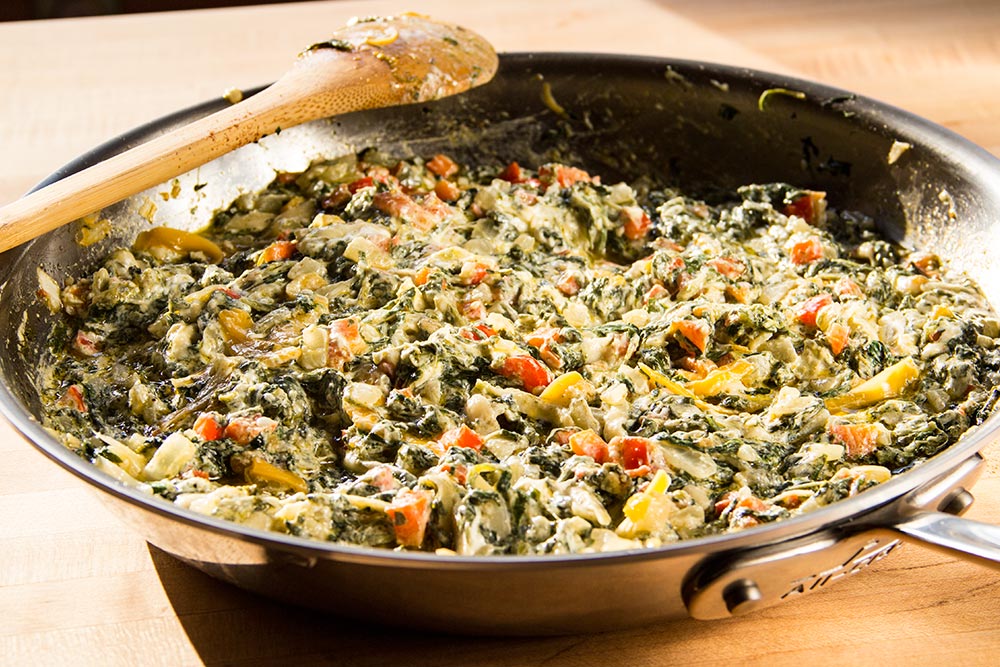 Adding Sharp Cheddar to Spinach Dip