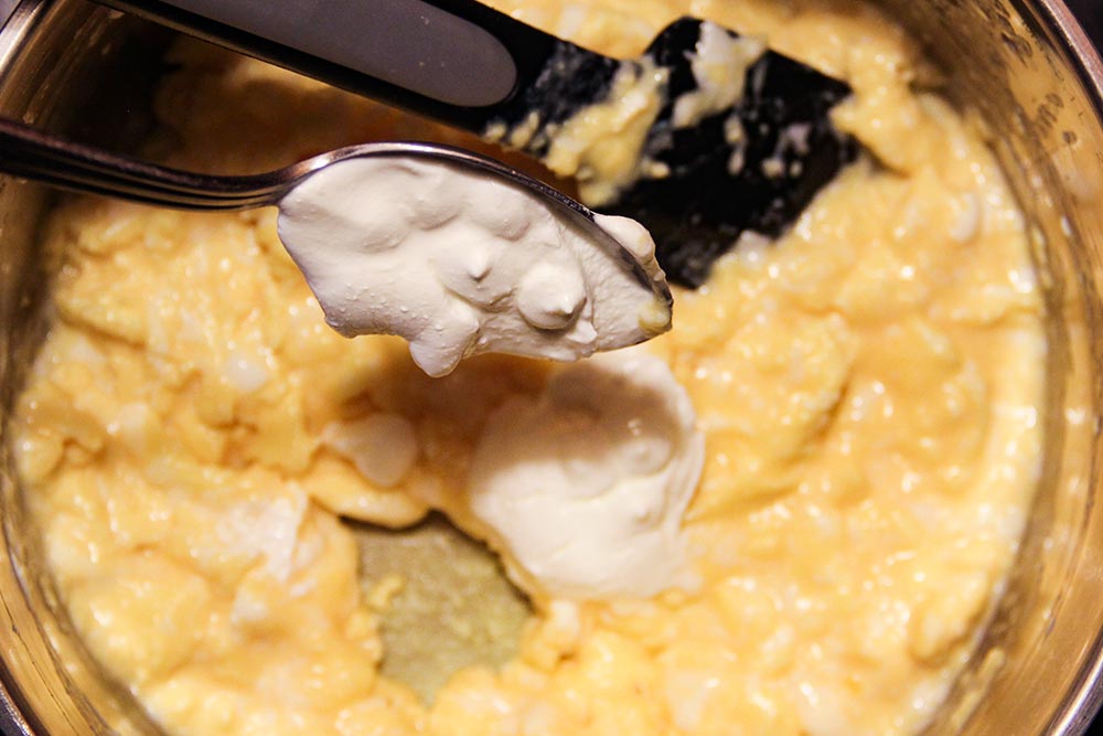 Adding Sour Cream to Scrambled Eggs
