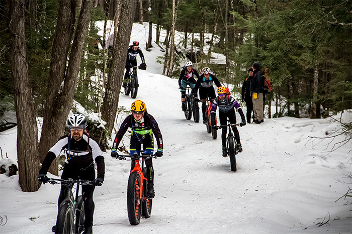 Mountain Bike Riding in Snow Trails