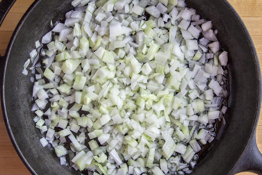 Chopped Onions in Skillet