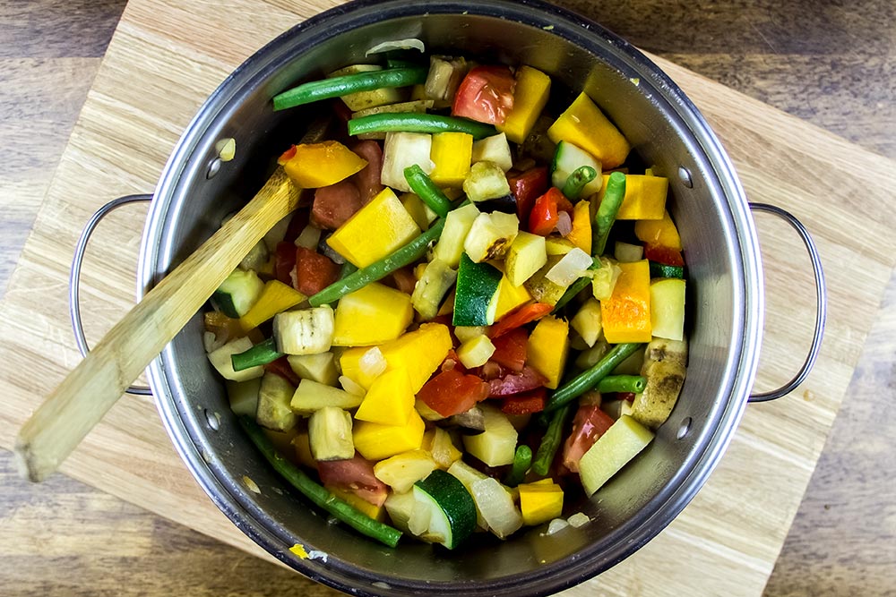Combined Vegetables in Large Pot