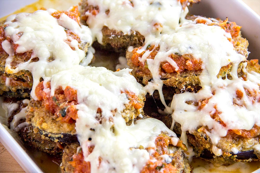 Eggplant Parmesan with Melted Mozzarella Cheese