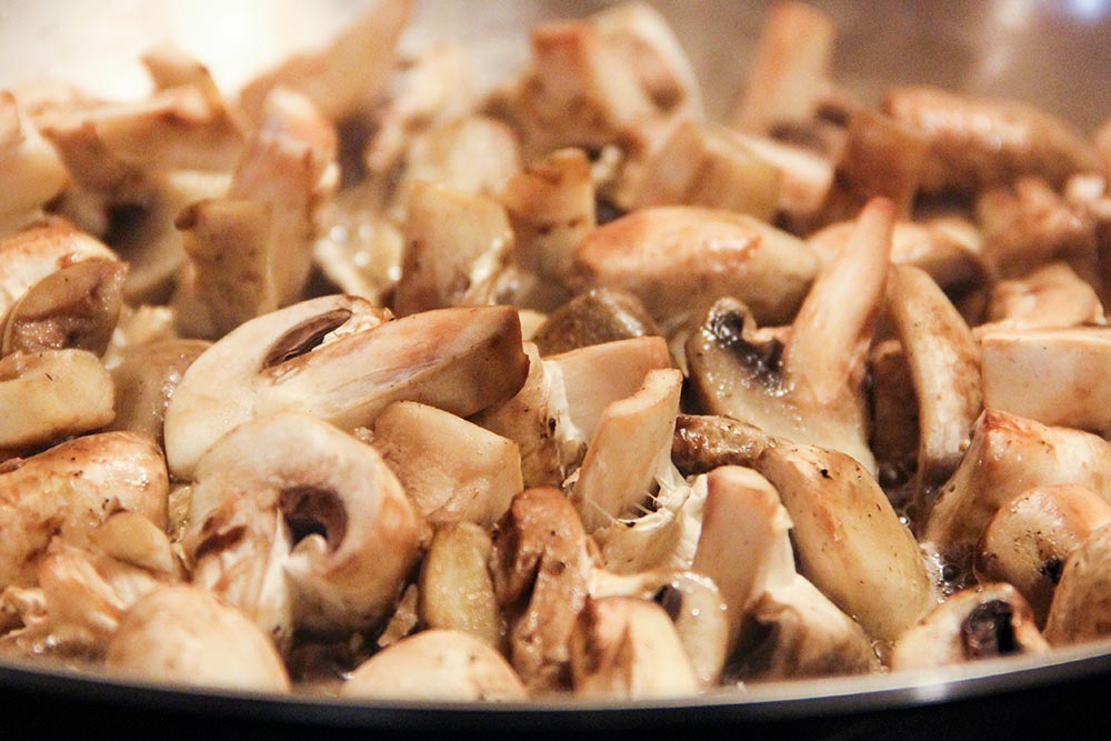 Frying Mushrooms in Pan