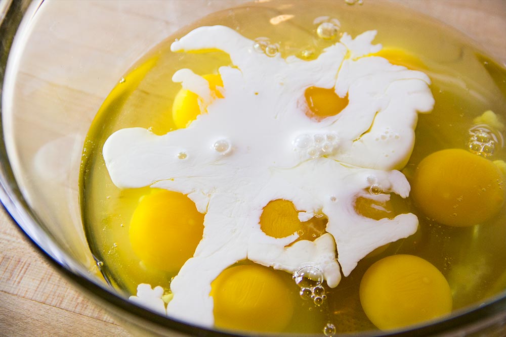 Half-and-Half Added to Loose Eggs