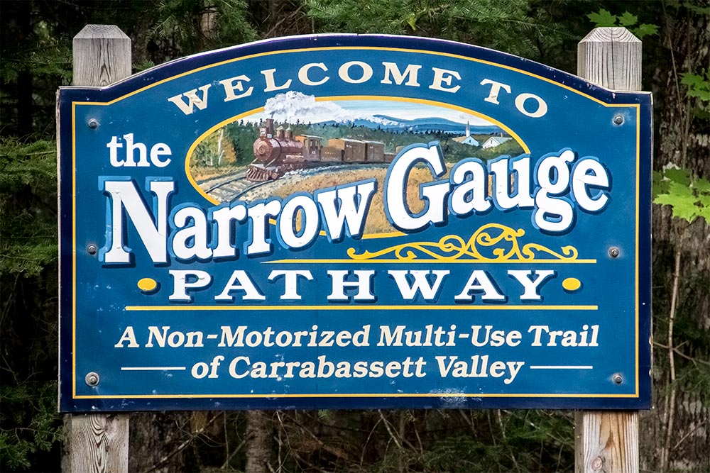 Narrow Gauge Pathway Sign in Maine