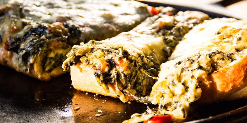 Spinach Dip Mozzarella Filled French Bread