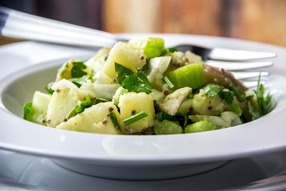 Red Potato Salad with Pub Style Mustard & Vermouth Dressing Recipe