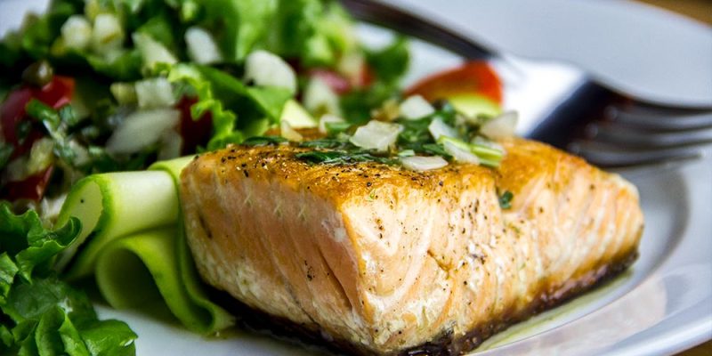 Salmon with Zucchini Salad & Lemon-Caper Vinaigrette Recipe