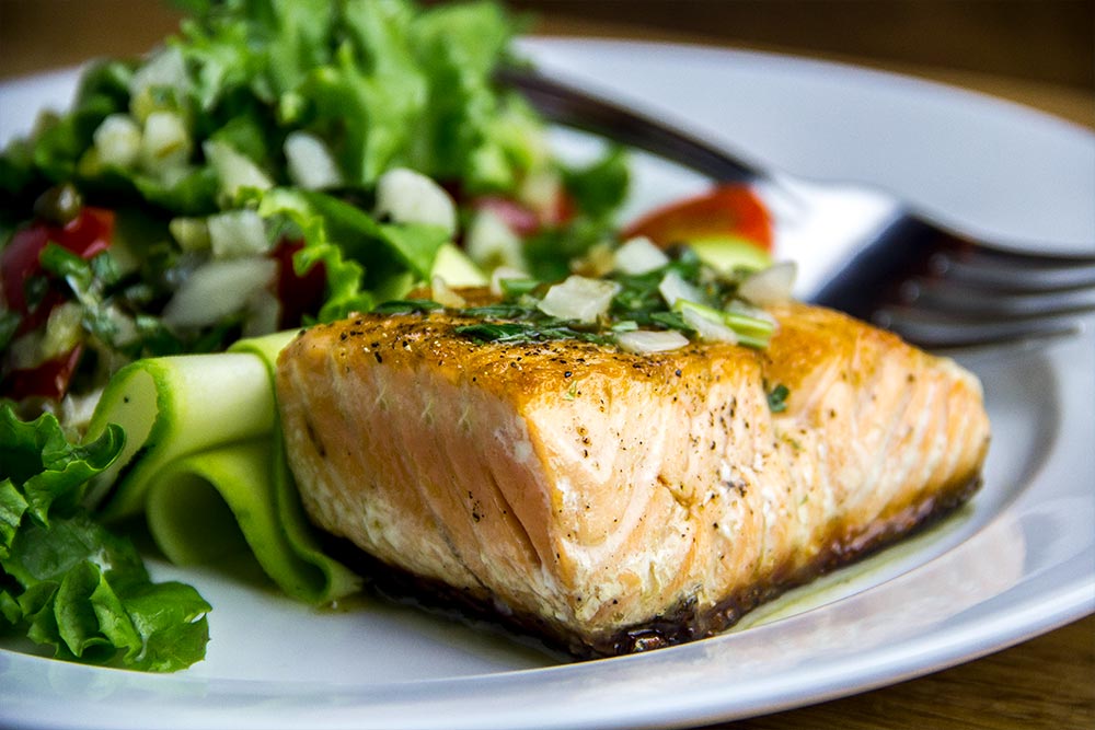 Salmon with Zucchini Salad & Lemon-Caper Vinaigrette Recipe