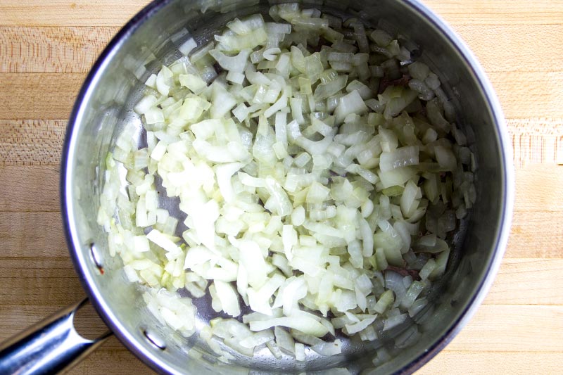 Softened Chopped Onions in Saucepan