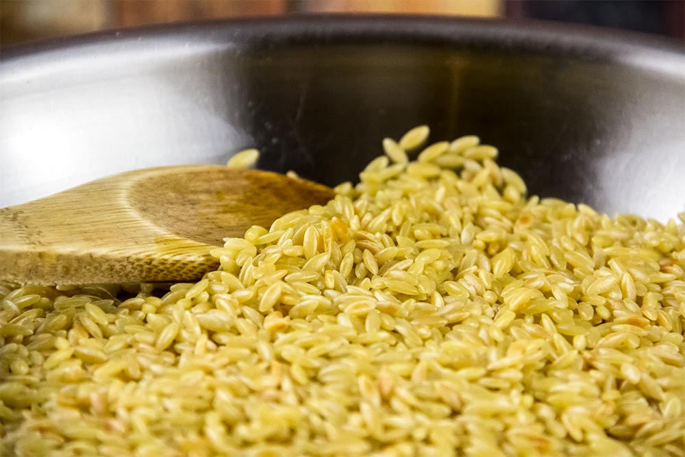 Toasting Orzo in Large Skillet