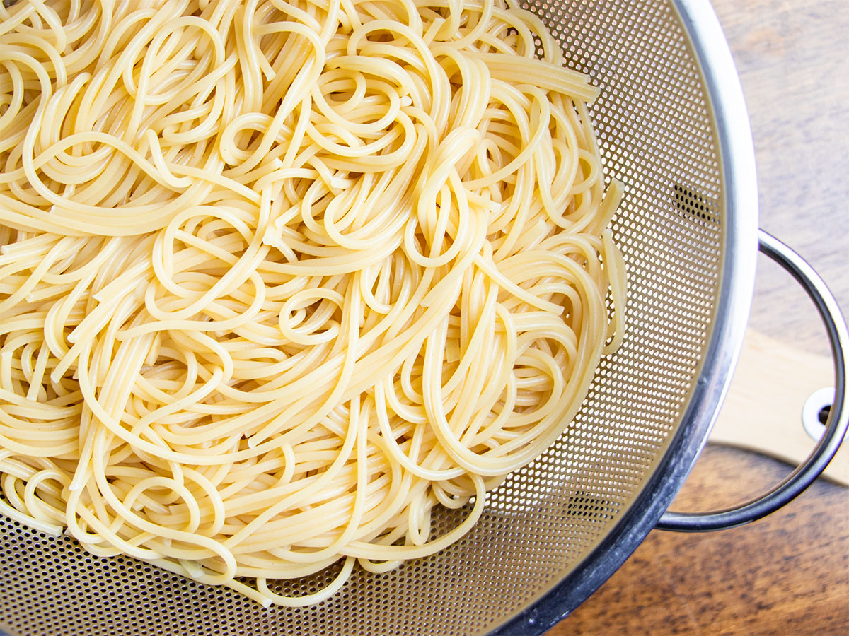 Cooked Spaghetti in Colander