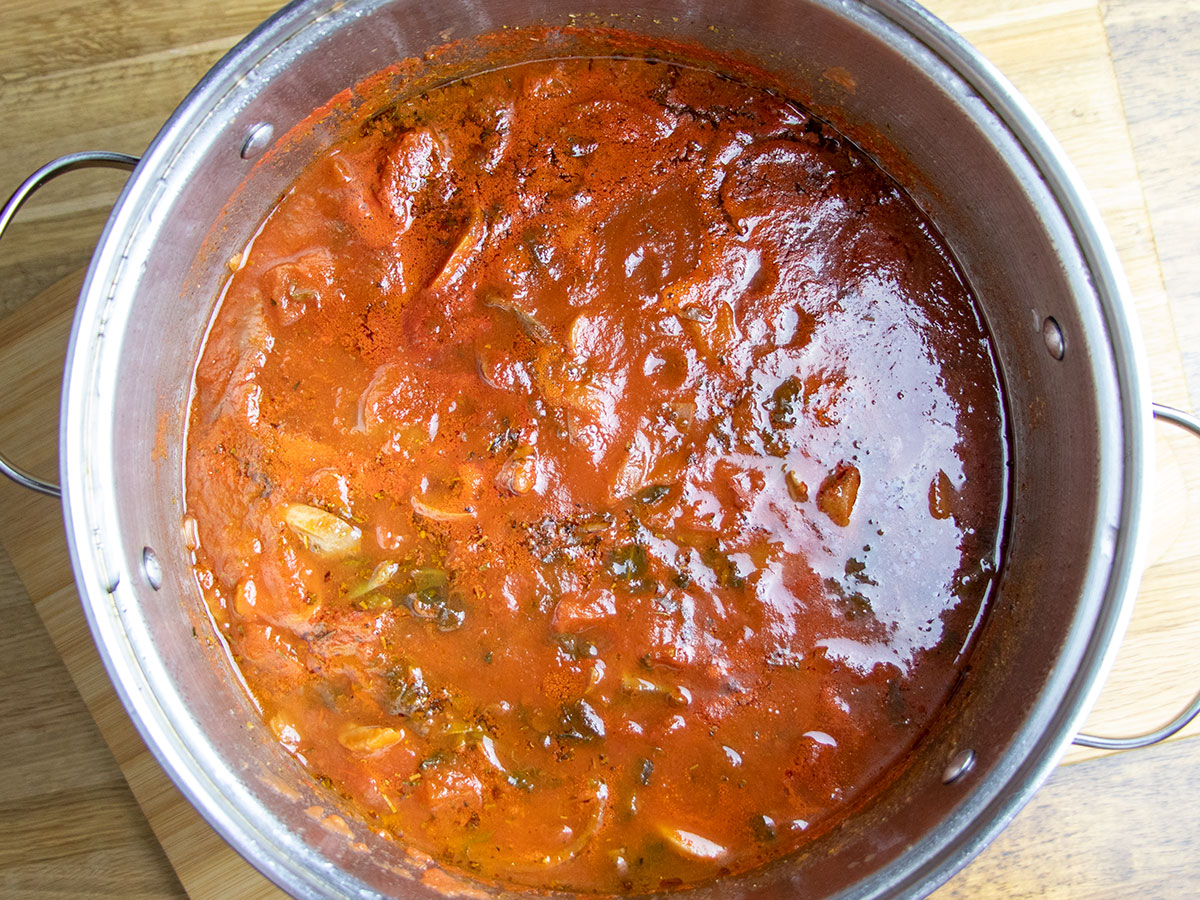 Tomato Sauce in Large Pot