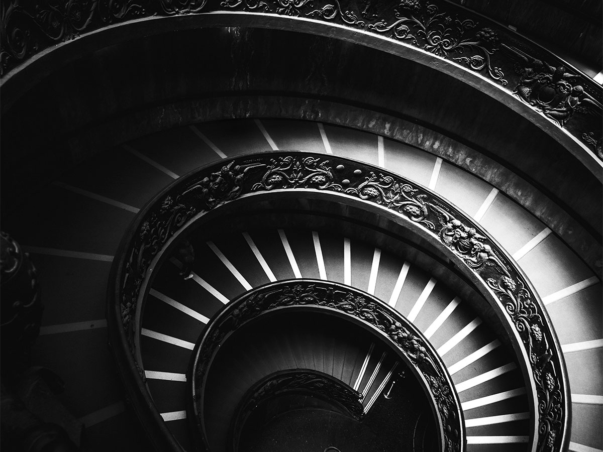 Black & White Monochrome Spiral Staircase