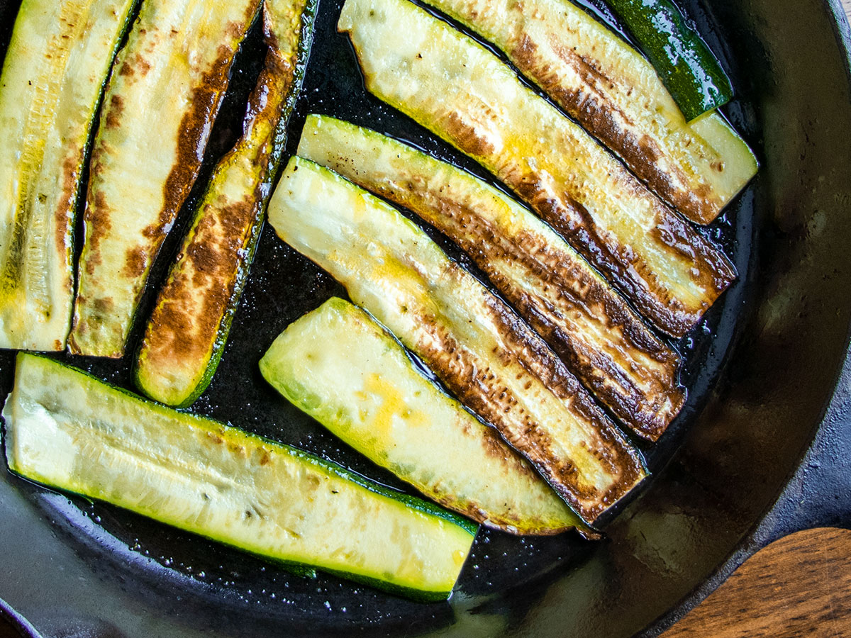 Fried Zucchini in Cast Iron Skillet