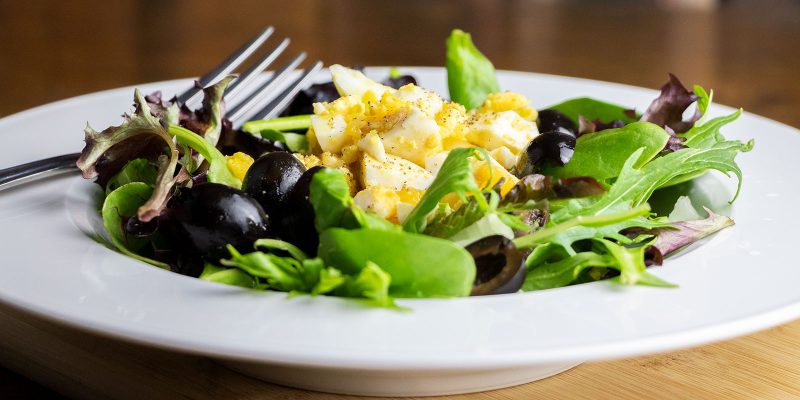 Salad of Wild Herbs with Eggs & Olives