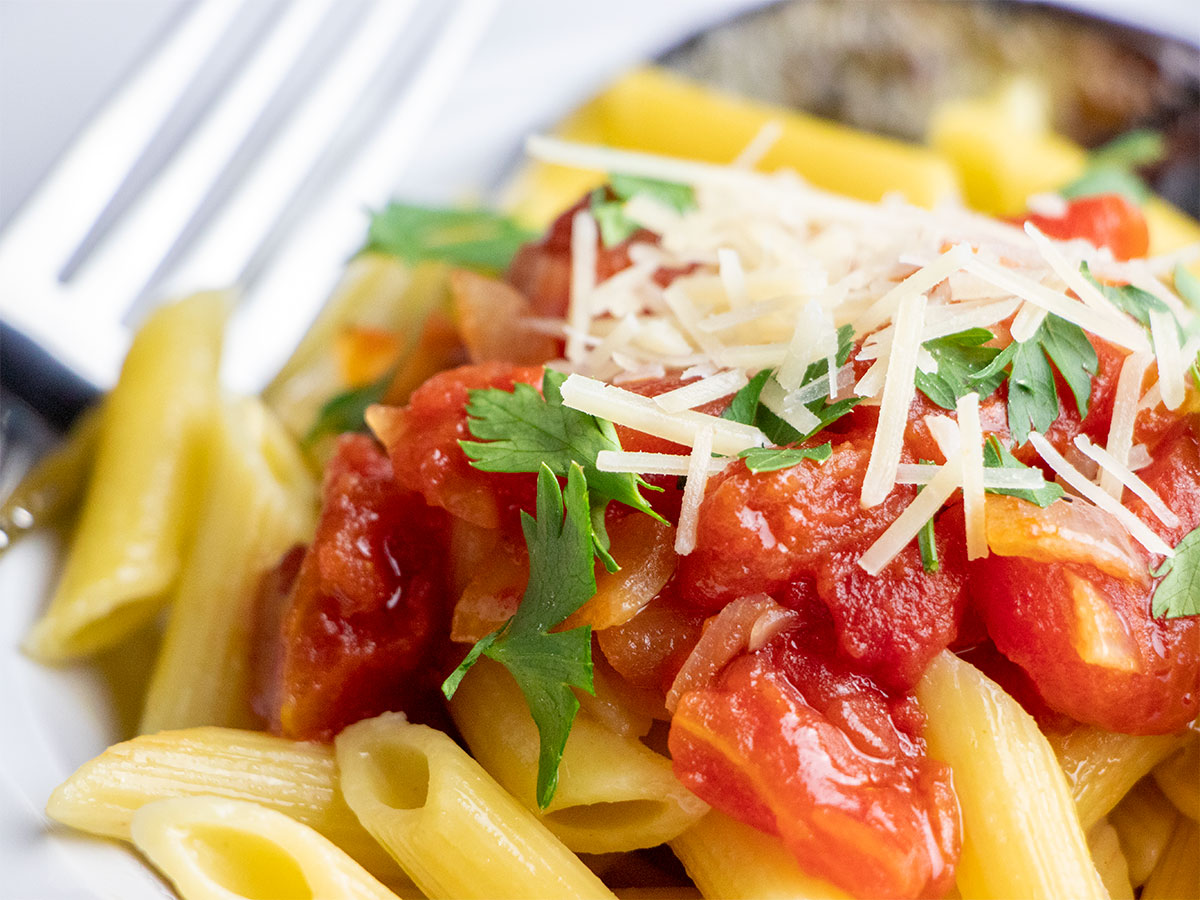 Penne Pasta with Tomato Sauce & Parmesan Cheese
