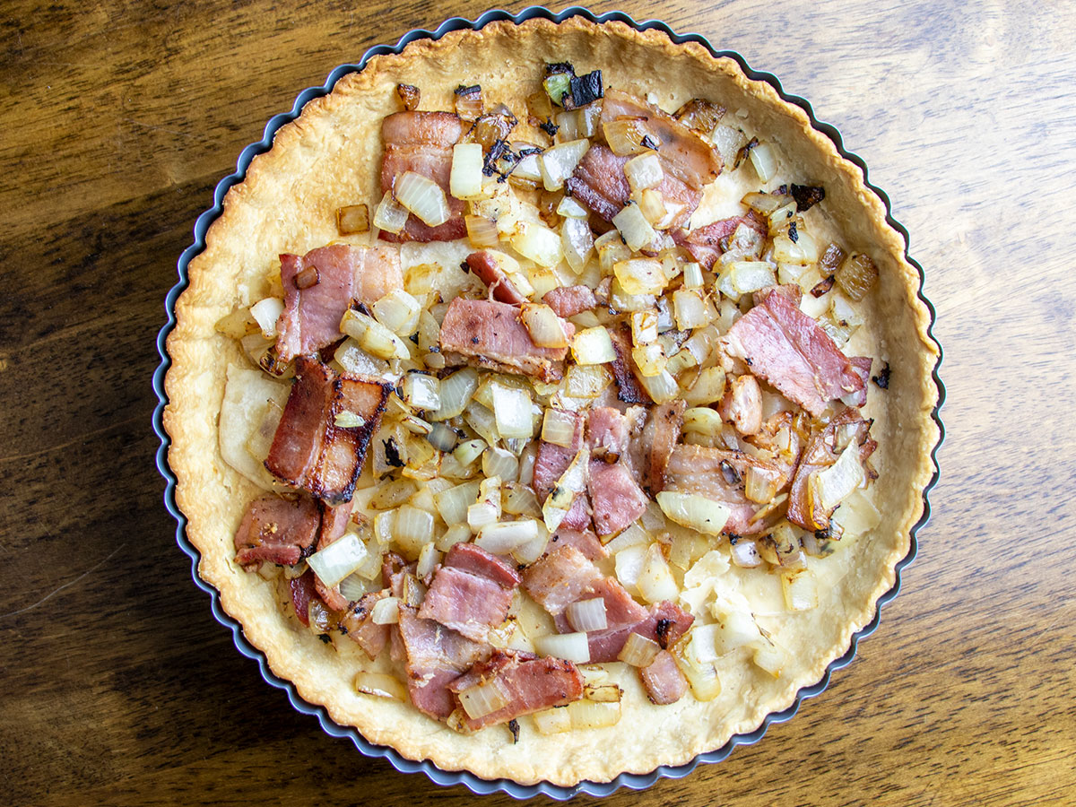Adding Bacon & Onion to Quiche Crust