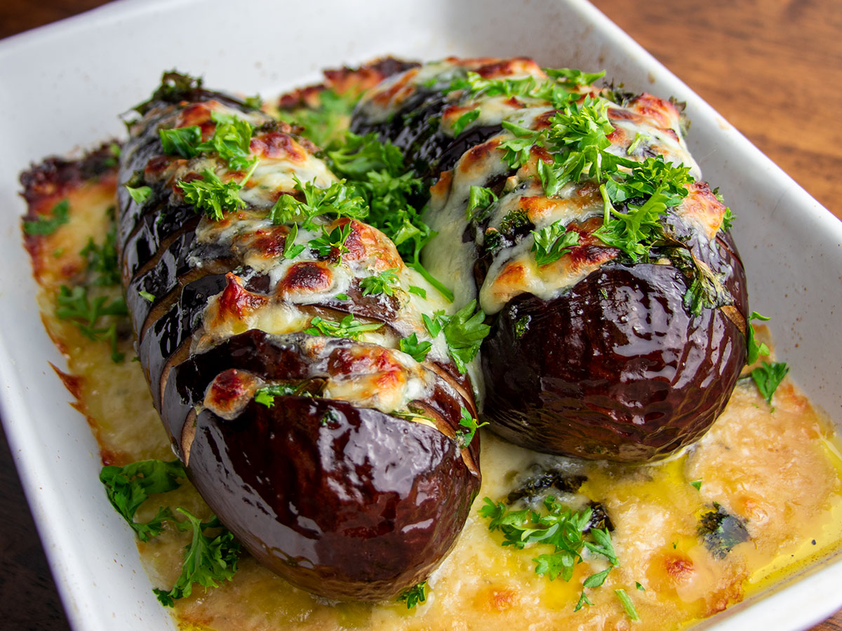Baked Garlic Aubergines by Mary Berry