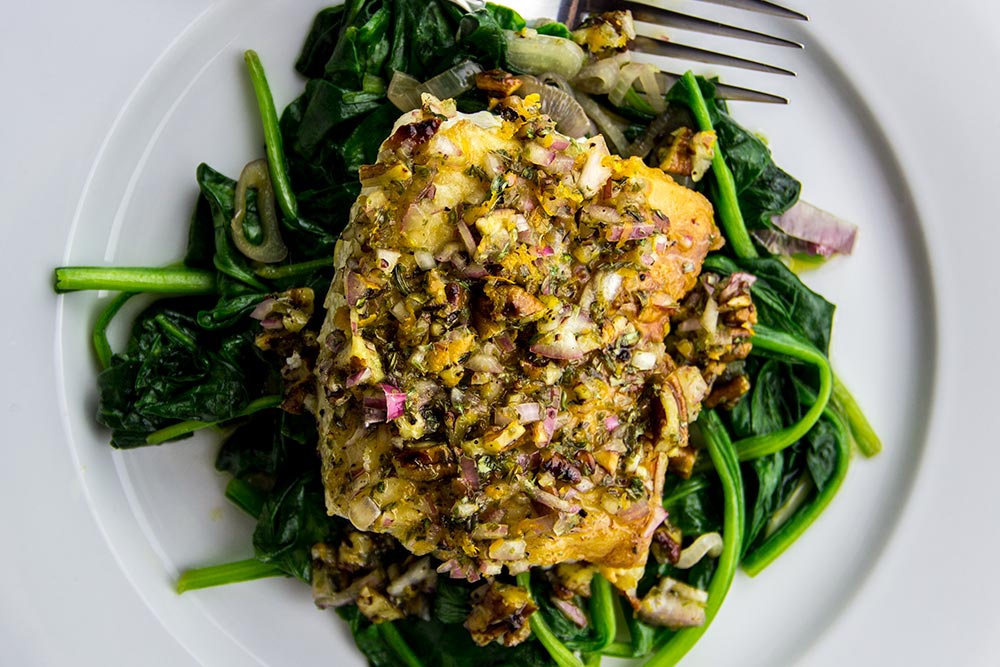 Cod with Spinach & Vinaigrette
