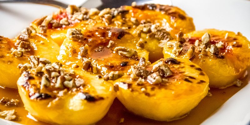 Honey Glazed Peaches with Toasted Pecans Dessert Recipe