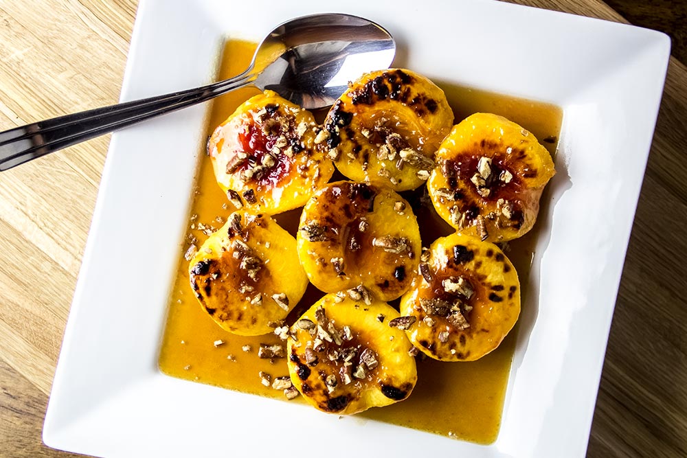 Honey Glazed Peaches with Toasted Pecans