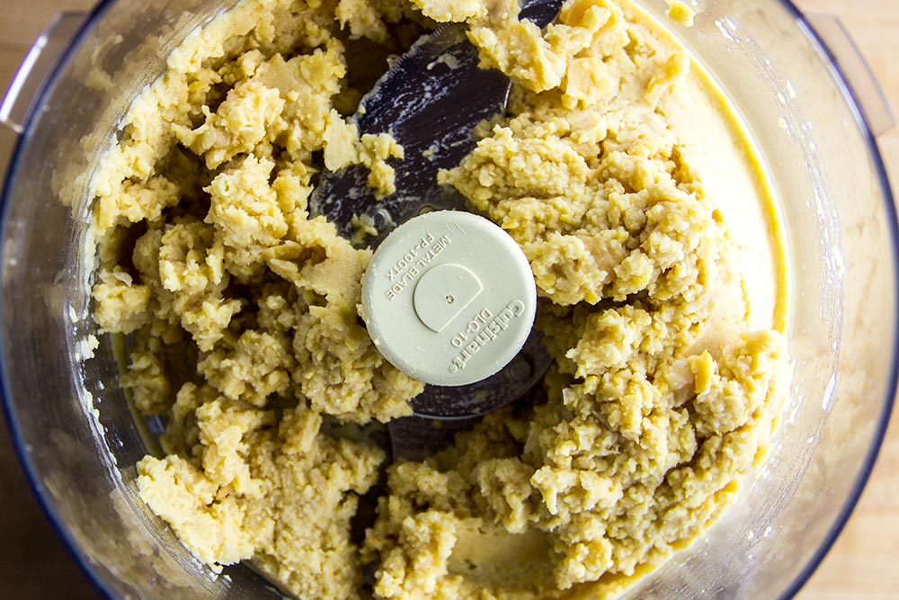 Processed Chickpeas in Food Processor
