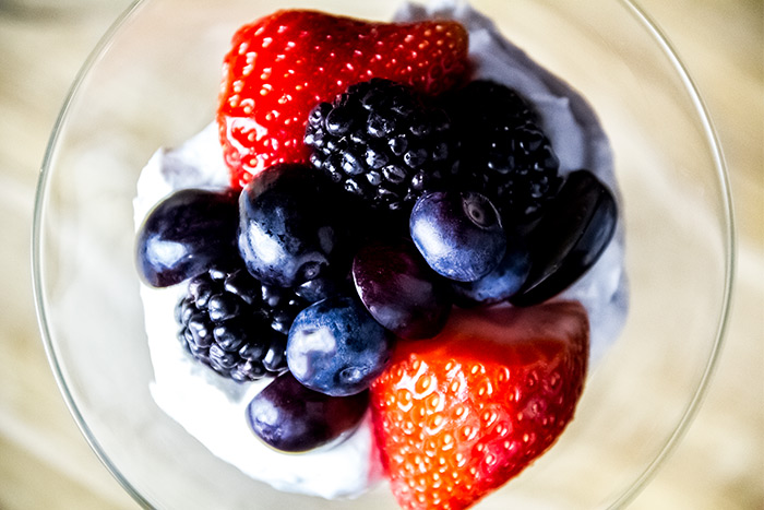 Fruit Mousse with Fresh Berries Dessert