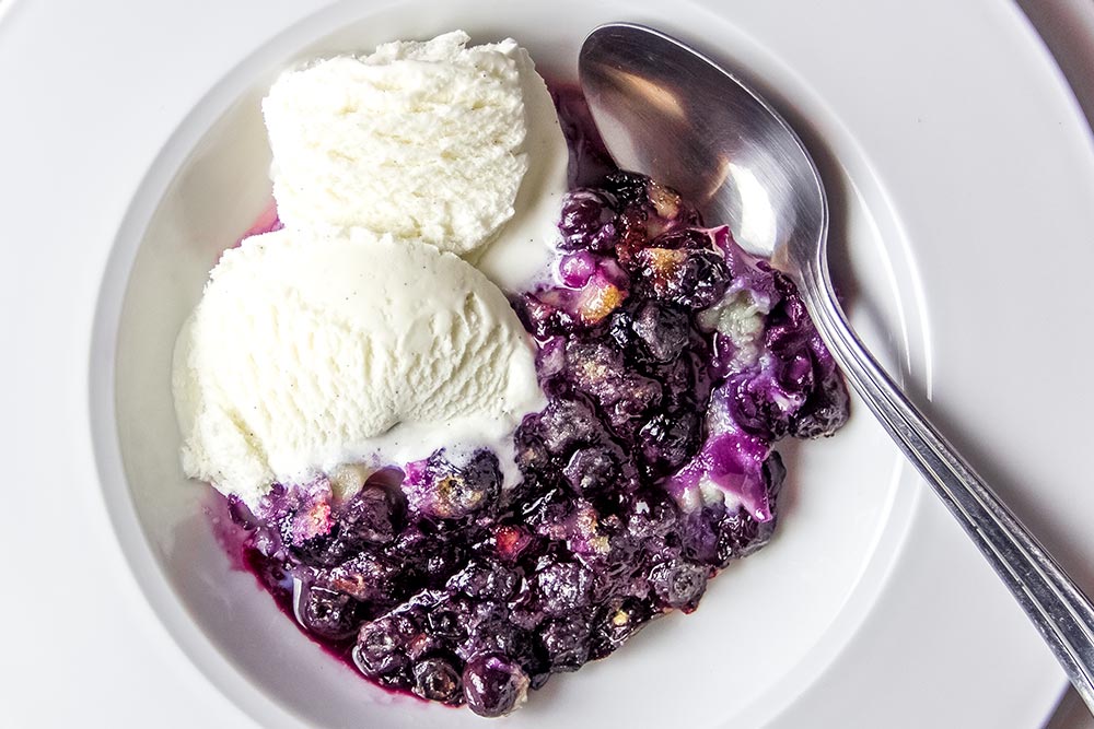 Blueberry Clafouti Recipe with Vanilla Ice Cream