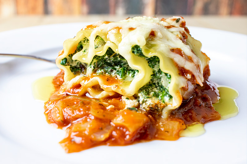 Plated Spinach Lasagna Roll