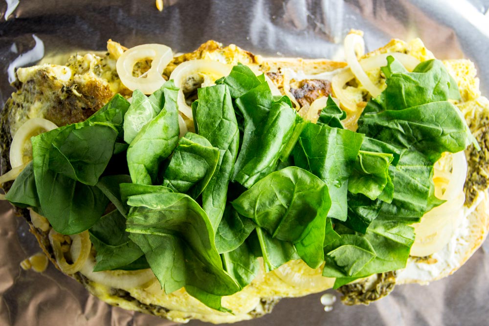 Adding Spinach to Omelet