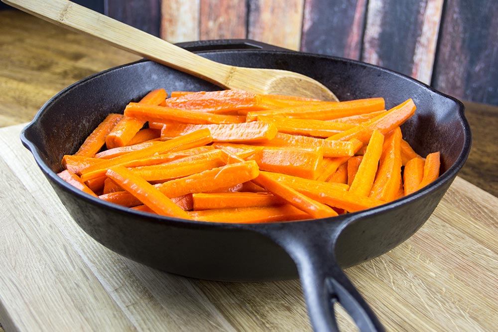 Carrots in Lodge Cast Iron Skillet