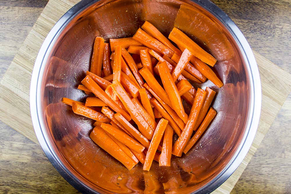 Carrot Slices Coated with Olive Oil and Salt