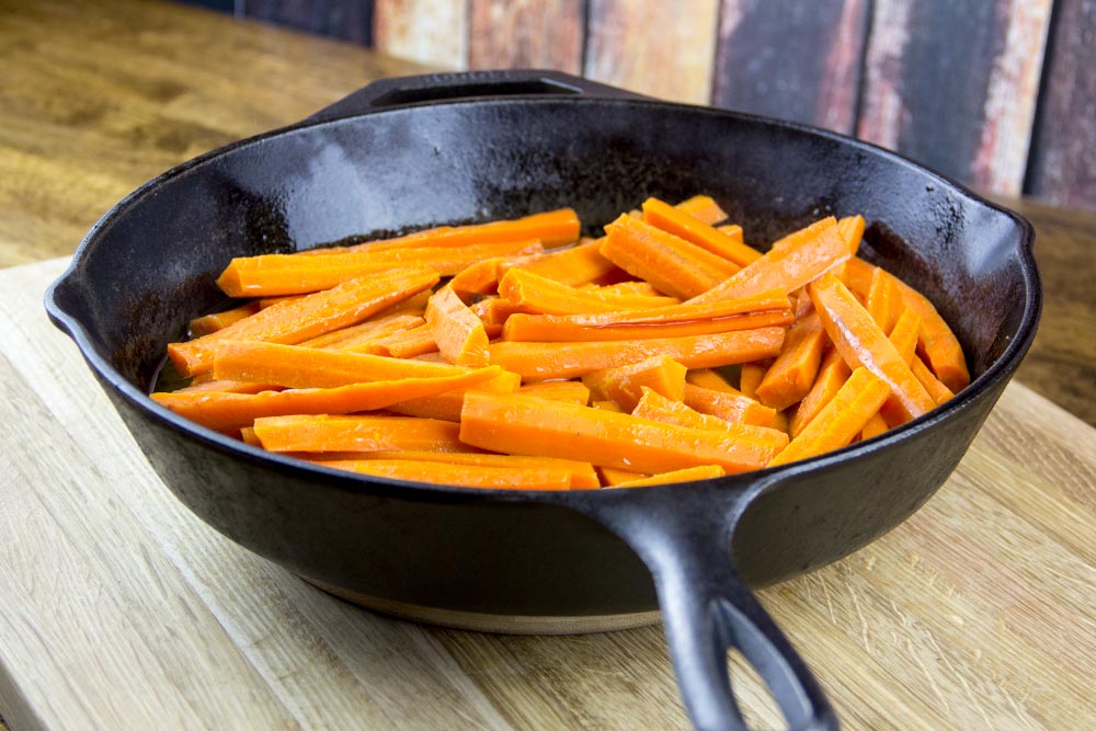 Cooked Carrots in Skillet