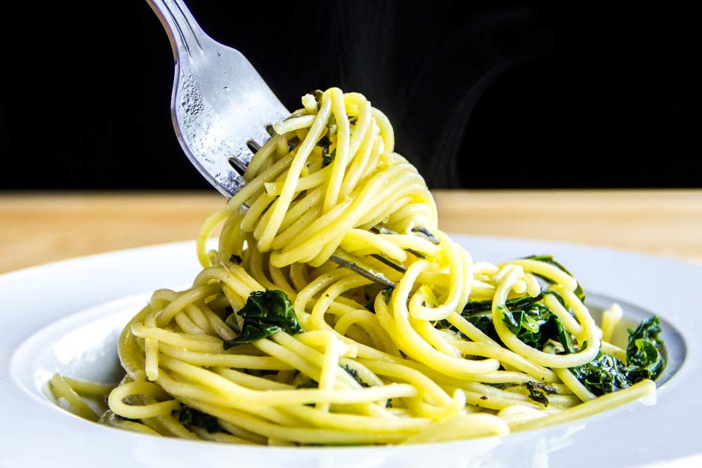 Garlicky Spaghetti with Kale, Lemon & Romano Cheese Recipe