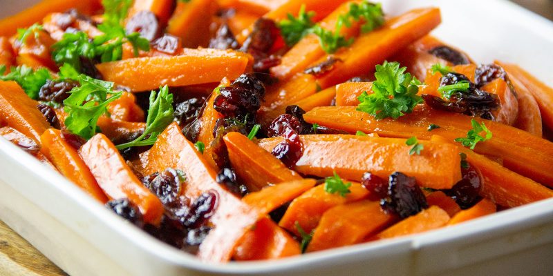 Honey & Vinegar Glazed Carrots with Cranberries Recipe by the Lodge Cast Iron Cookbook