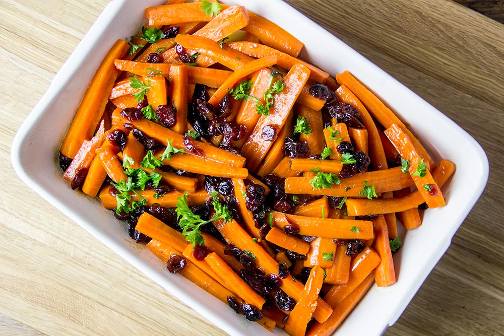 Glazed Carrots with Cranberry, Honey, & Parsley Recipe