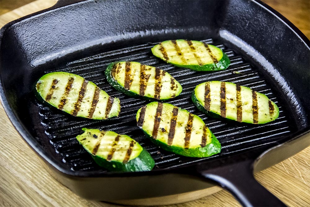 Grilled Zucchini in Cast Iron Pan
