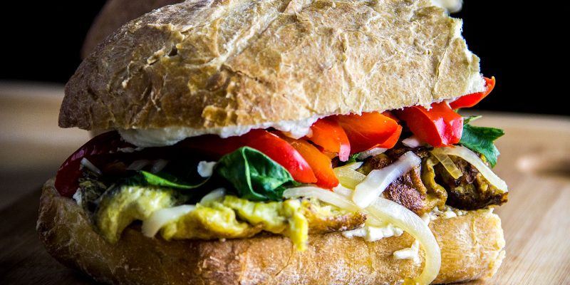 Italian Omelet with Roasted Peppers Sandwich Recipe by Paulette Michell