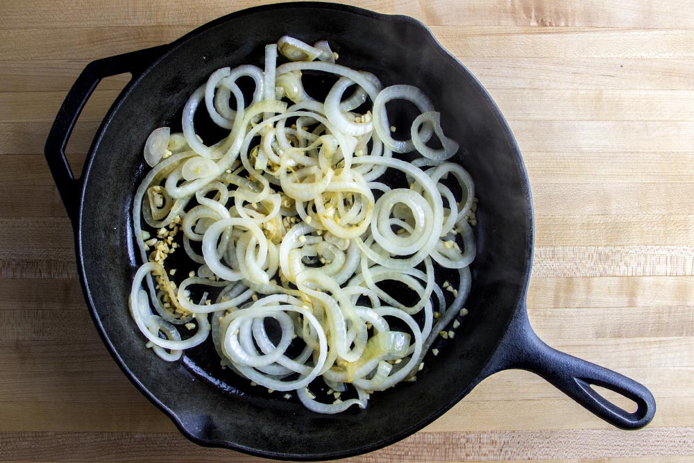 Sautéed Onions & Garlic in Cast Iron Skillet