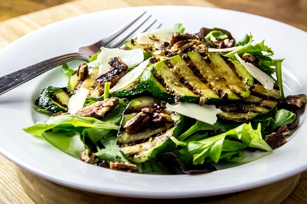Zucchini, Toasted Pecans, & Parmesan Salad with Balsamic Vinaigrette Recipe by Yotam Ottolenghi