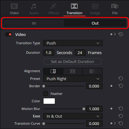 In & Out Buttons in Inspector Panel