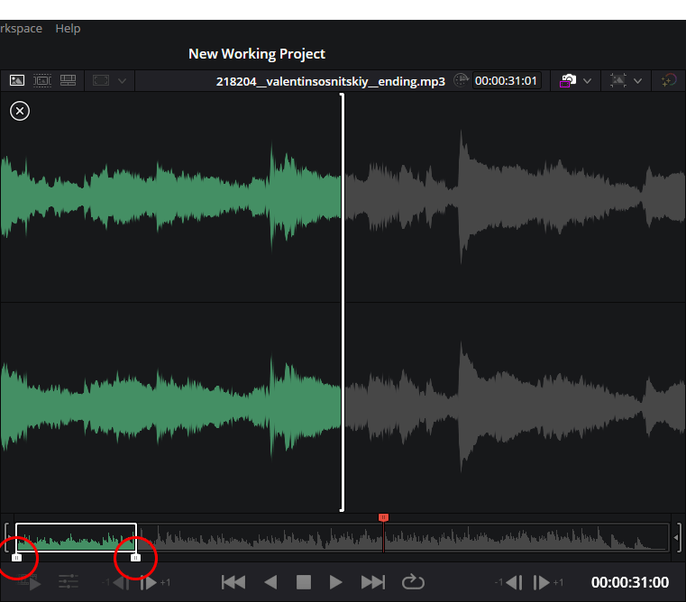 Reducing Length of Audio Clip in Monitor