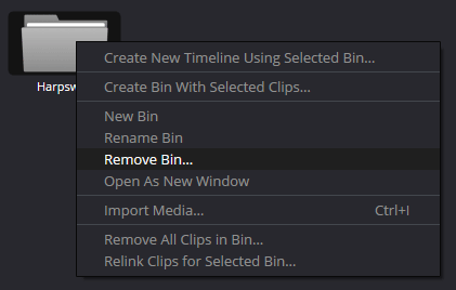 Right-Click Remove Bin... Option