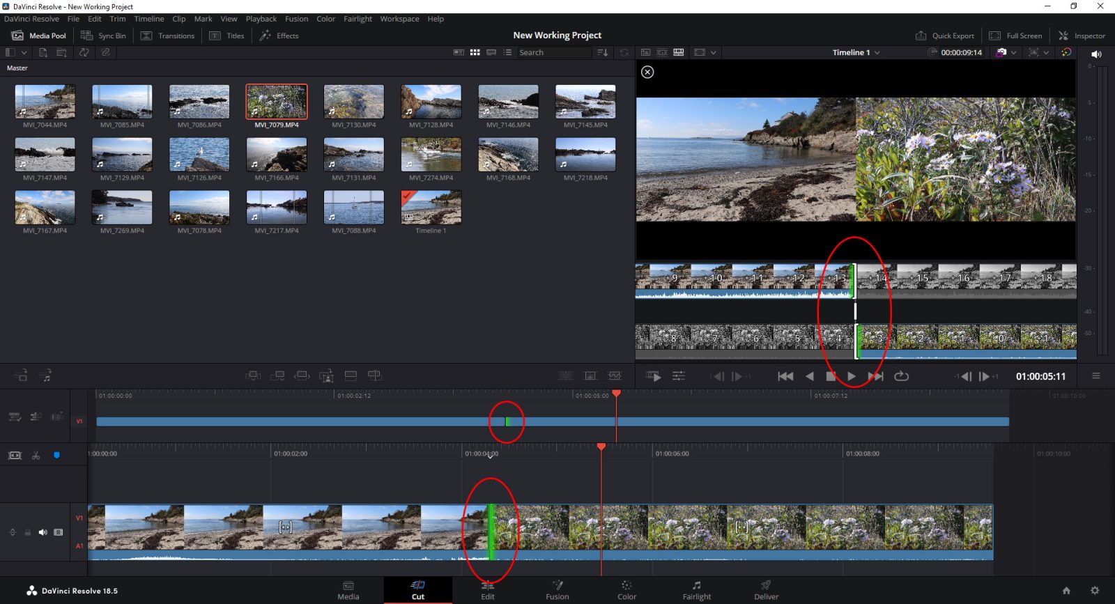 Ripple Editing Positions in Resolve